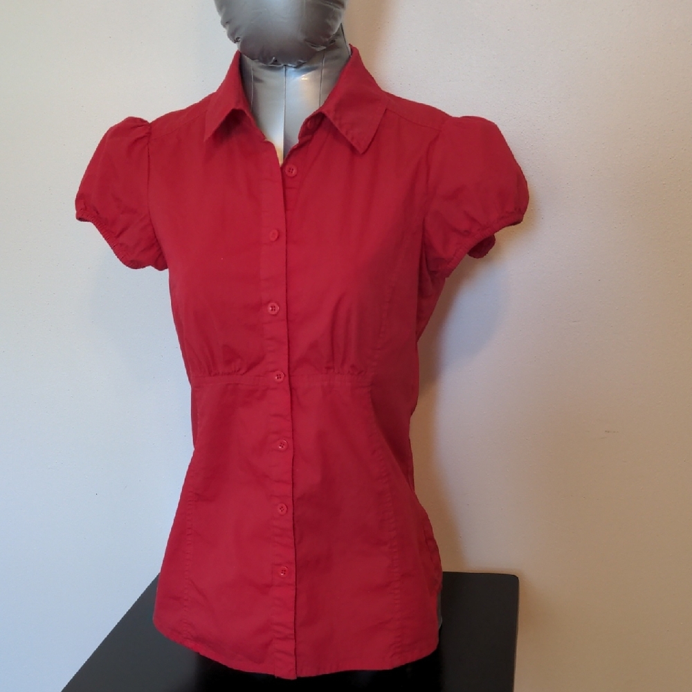 Mango Red Button-Down Shirt